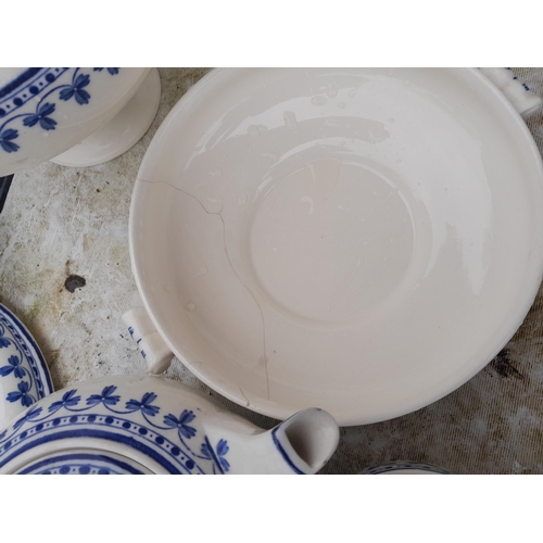 52 - Large amount of Wedgwood blue and white Rome pattern dinnerware, mainly in good order one serving tu... 