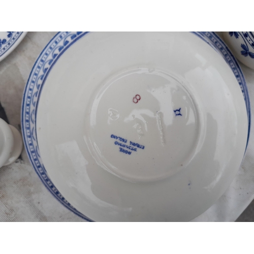 52 - Large amount of Wedgwood blue and white Rome pattern dinnerware, mainly in good order one serving tu... 