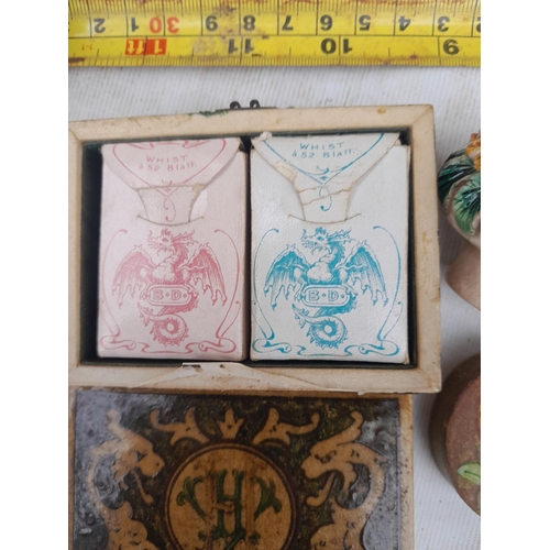 64 - Vintage Italian small size playing cards, sewing tape etc.