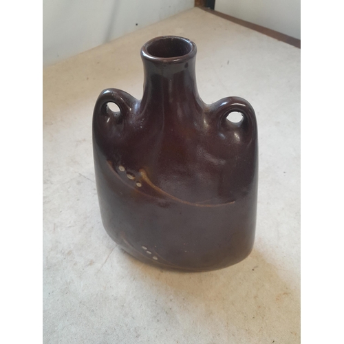 91 - Studio pottery pilgrim vase with glazing