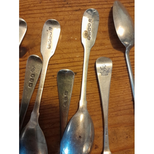 100 - Random array of silver teaspoons from 19th century onwards, various dates, assay offices and makers ... 