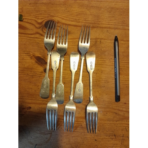 102 - Set of six solid silver table forks Sheffield 1903 J Rogers   249 g