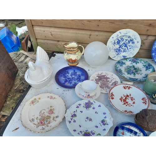 109 - Assorted Victorian and later pottery plates etc.