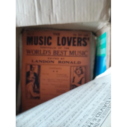 122 - Box of sheet music and box of books