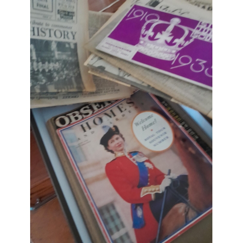 123 - Box of books, key date newspapers and box of early 20th century sheet music