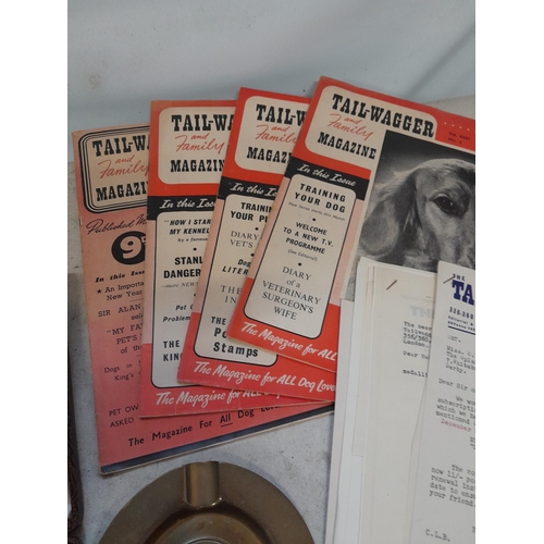 158 - Vintage Tailwagger Club related ephemera : spoons, dog tags , club magazines, ashtray etc.