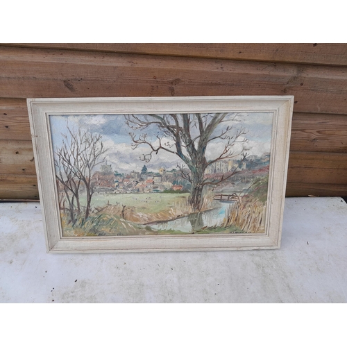 180 - 20th century signed English School Landscape oil on board & early 20th century initialled watercolou... 