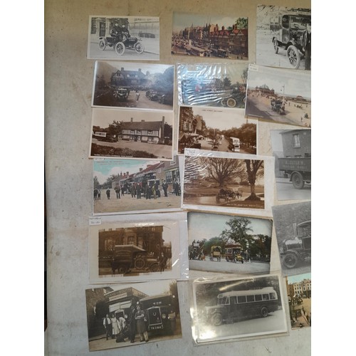 201 - Postcards : Small collection of postcards which depict modes of transport, the NER Motor Buses & Man... 