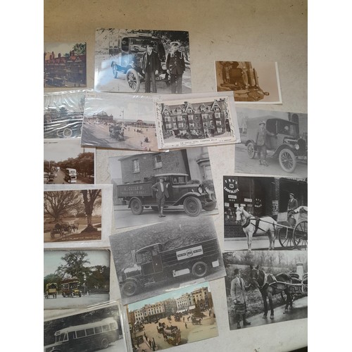 201 - Postcards : Small collection of postcards which depict modes of transport, the NER Motor Buses & Man... 