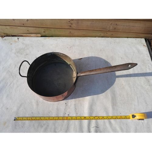 236 - Victorian copper pan with brass seam