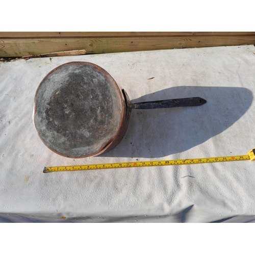 236 - Victorian copper pan with brass seam