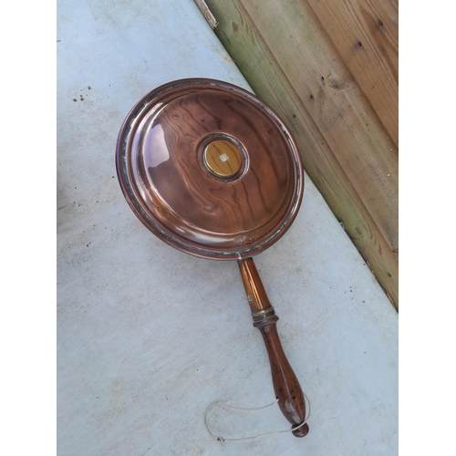 239 - 19th century copper kettle and warming pan