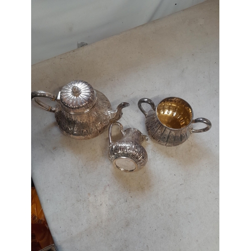 251 - Silver plated three part tea set