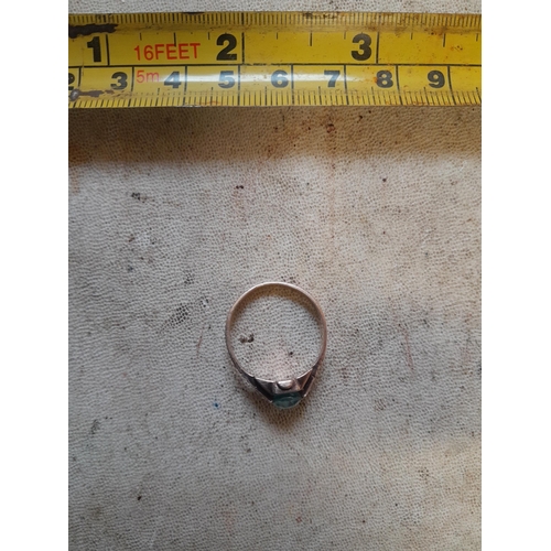 261 - Unmarked but tested 9 ct rose gold ring set with aqua marine and paste size P, 3.7 g