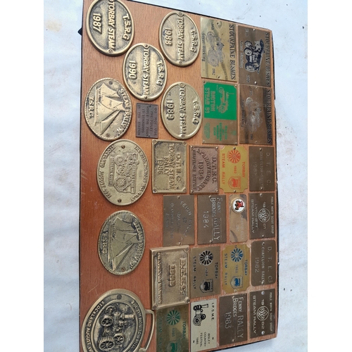 275 - Steam related brass plaques and Emperor wall clock