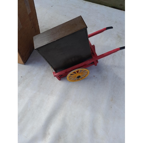 279 - Hand made scale model of a fairground mechanical musical organ, hand crank musical box type in carry... 