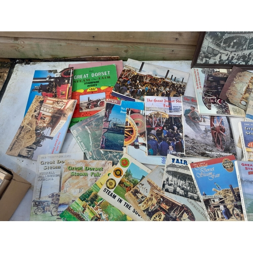 284 - Box of Dorset Steam fair related memorabilia mainly show programmes