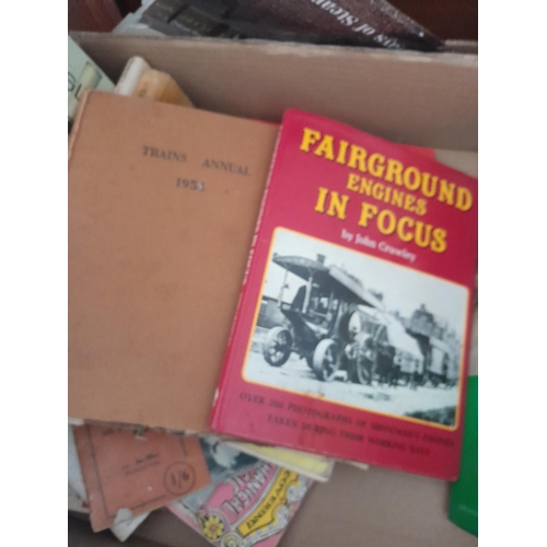 285 - Box of interesting fairground, steam and traction interest books, Observer, Shires included