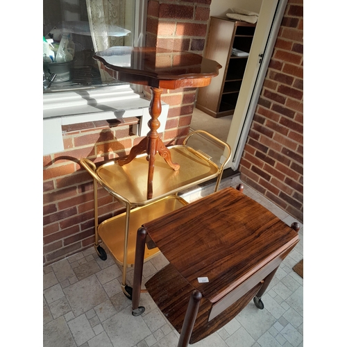 440 - Retro 1970s wooden trolley, & one other and Italian wine table