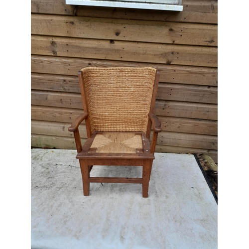 458 - Vintage smaller CHILDS size Orkney chair with drop in seat (Arts and Crafts and Scottish vernacular ... 