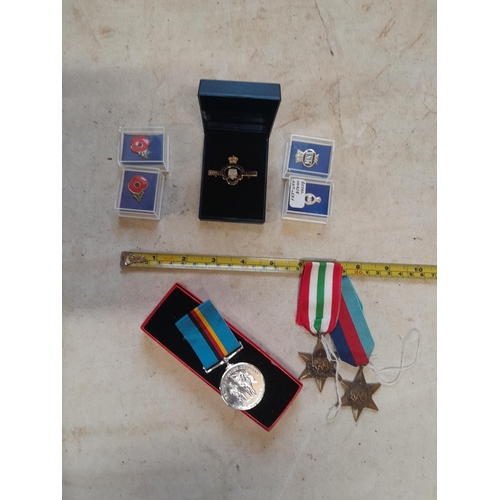 463 - 3 x medals : Italy Star, 1939- 1945 Star Germany Service medal awarded to CFN T. Dickinson and other... 