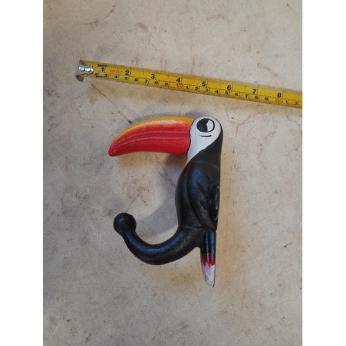 483 - Toucan cast iron coat rack