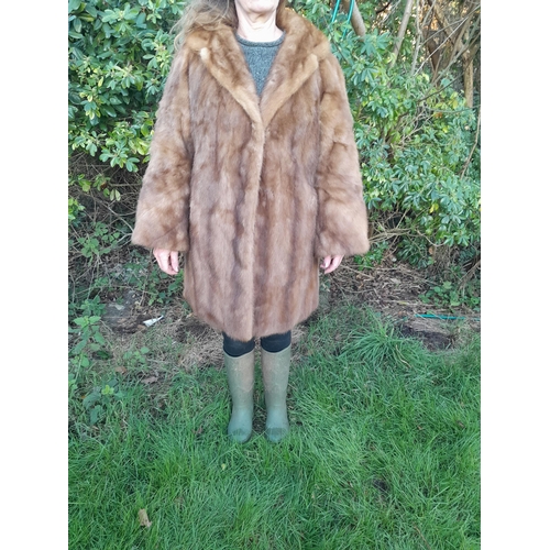 487 - Vintage Ladies 3/4 length golden mink fur coat with embroidered silk lining by Faulkes of Edgbaston ... 