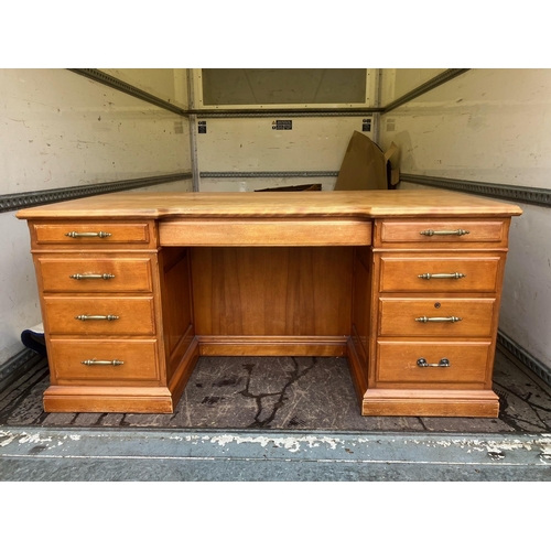 672 - Large late 20th century partners style twin pedestal desk by Daniel Furniture 160cm wide x 73cm high... 