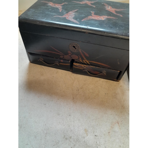 695 - 3 x early 20th century work boxes : 1 x Japanese lacquer ware