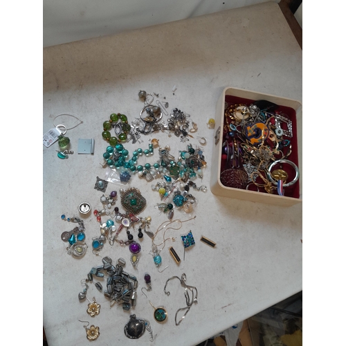 716 - Costume jewellery, small amount of silver noticed, earrings etc.