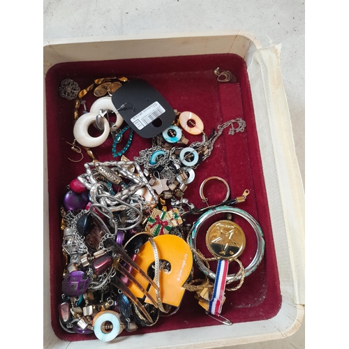 716 - Costume jewellery, small amount of silver noticed, earrings etc.