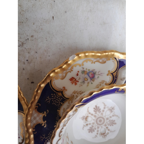 1A - Early 20th century Coalport blue white and gilt floral tea set, gilding good given age, one chip to ... 