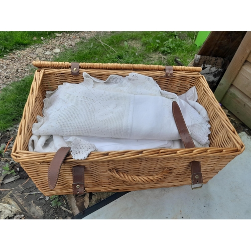 9 - Hamper full of vintage linen and lace