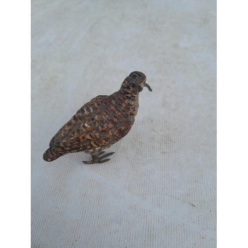 48 - Early 20th century unsigned Bergman style cold painted bronze of a curlew, paint still in fairly goo... 