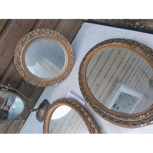 64 - Various vintage mirrors, some plaster 1 x brass frame