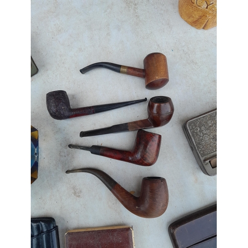 71 - Briar wood pipes, unopened vintage cigars and smoking related items