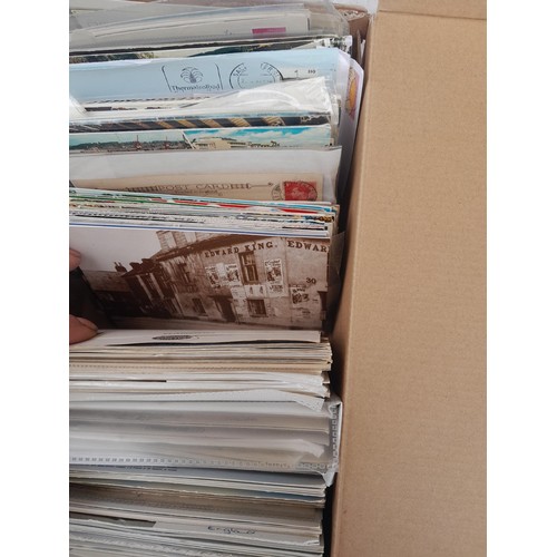 66 - Shoebox of mainly modern postcards plus a few covers