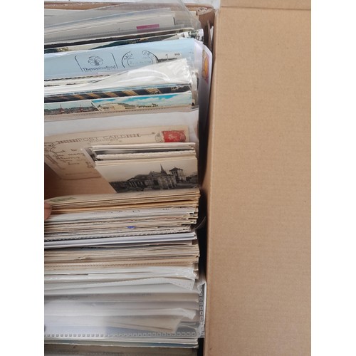 66 - Shoebox of mainly modern postcards plus a few covers