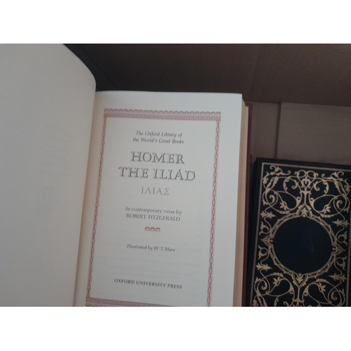 89 - Box of books : nicely bound Oxford University Press Classics, & 1903 3 volumes set The Life of Glads... 