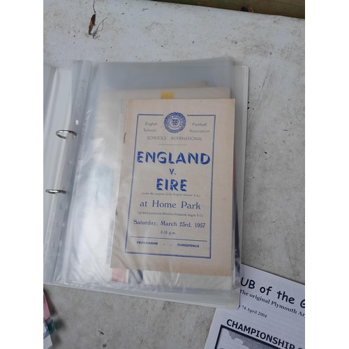 98 - Football related memorabilia mainly Plymouth Argyle, some International England interest in a folder