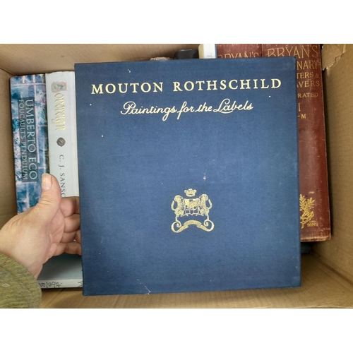 113 - Box of books mainly history and theology themed : Mouton Rothschild Paintings for the Labels in slip... 