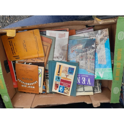 122 - Box of books and magazines, vintage tourist information items etc.