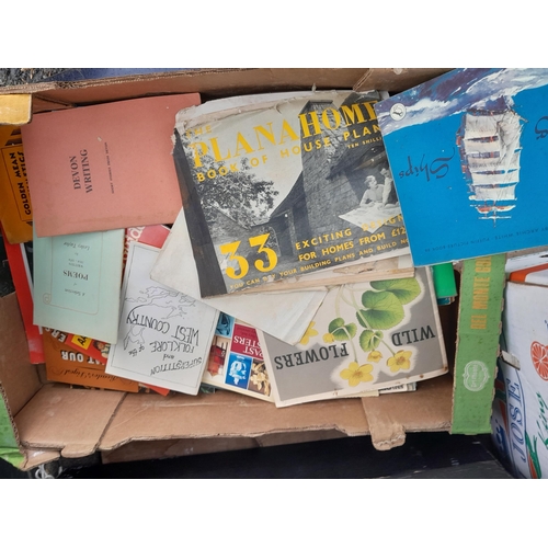 122 - Box of books and magazines, vintage tourist information items etc.