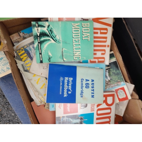 122 - Box of books and magazines, vintage tourist information items etc.