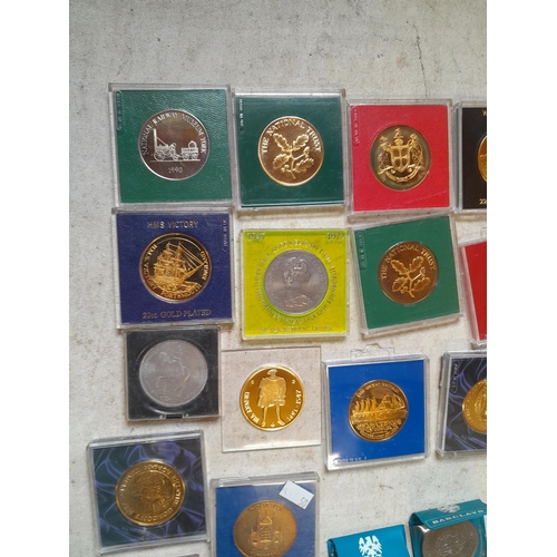 125 - Coins : Crowns and Crown sized coins, some gold plated, proof coin included