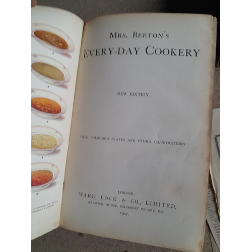 136 - 3 x books on cookery : 1896 Cassell's Dictionary of Cookery, 1907 Mrs Beeton's Everyday Cookery, & e... 