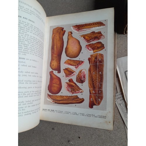 136 - 3 x books on cookery : 1896 Cassell's Dictionary of Cookery, 1907 Mrs Beeton's Everyday Cookery, & e... 