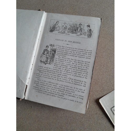 136 - 3 x books on cookery : 1896 Cassell's Dictionary of Cookery, 1907 Mrs Beeton's Everyday Cookery, & e... 