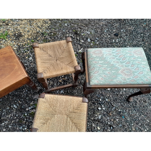 144 - Victorian mahogany bidet pottery liner missing & 3 x vintage stools