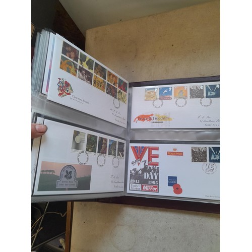 261 - Collection of Stamp First Day covers in three albums from the 1980s and Historic Vehicles coin set